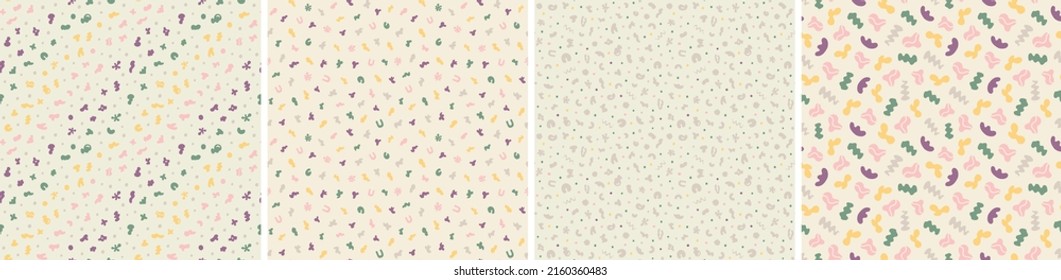 Collection of abstract seamless pattern. Simple organic shapes

