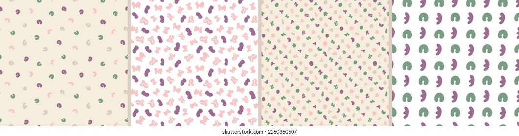 Collection of abstract seamless pattern. Simple organic shapes
