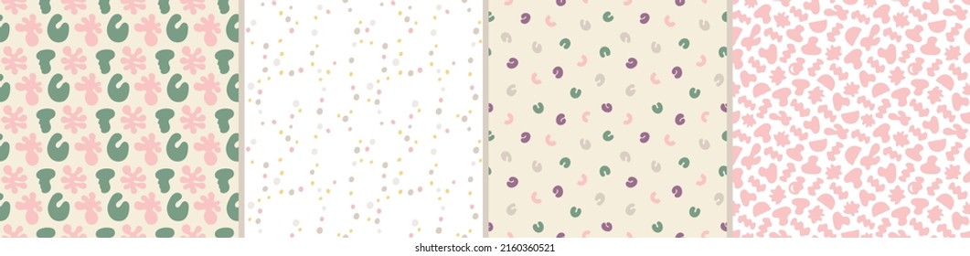 Collection of abstract seamless pattern. Simple organic shapes
