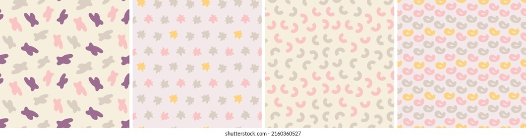 Collection of abstract seamless pattern. Simple organic shapes
