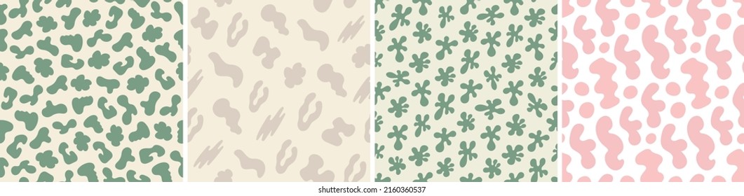 Collection of abstract seamless pattern. Simple organic shapes
