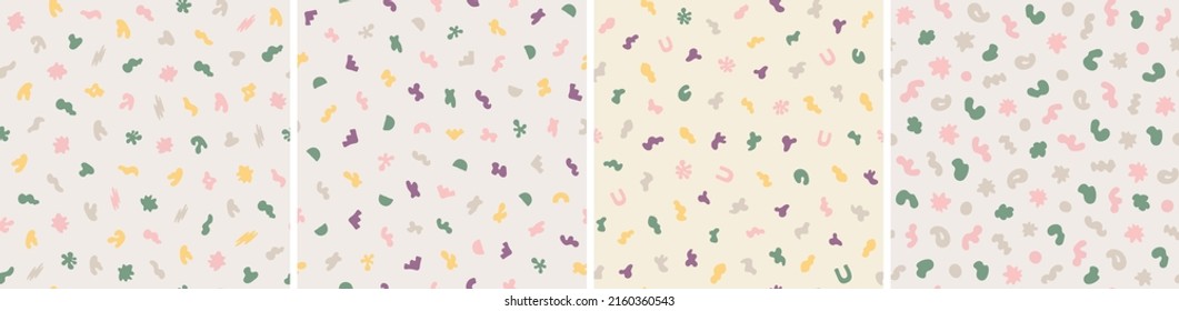 Collection of abstract seamless pattern. Simple organic shapes
