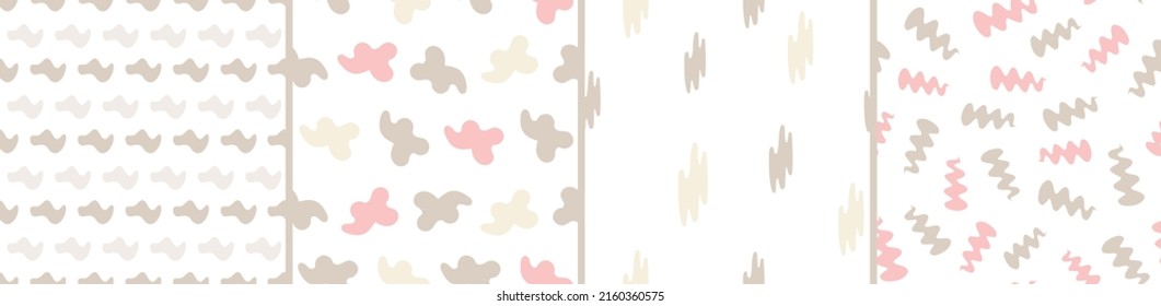 Collection of abstract seamless pattern. Simple organic shapes
