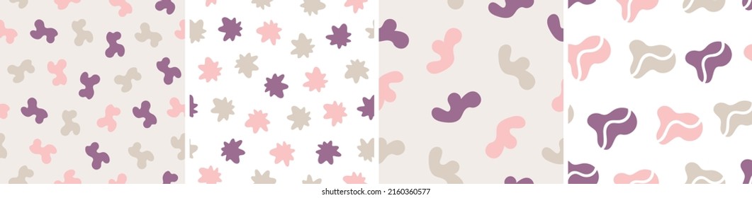 Collection of abstract seamless pattern. Simple organic shapes
