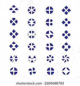 Collection of abstract shape Geometric Symbols on a White Background