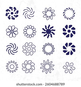 Collection of abstract shape Geometric Symbols on a White Background
