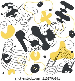 Collection Of Abstract Shapes. Bright design elements on white background. Vector illustration for   animation, magazine, broshure, promo, banner.