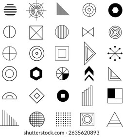 A collection of abstract shapes for logos and artwork patterns
