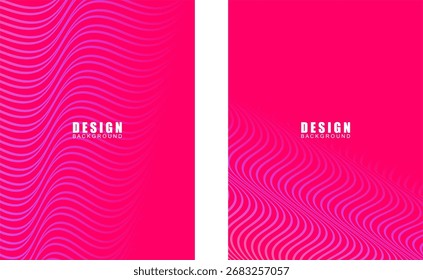Colección de líneas de onda brillantes abstractas sobre fondo rosa. Patrón de onda dinámica. Líneas onduladas que fluyen modernas. Concepto de tecnología futurista. Conveniente para los Anuncios, los carteles, las cubiertas, los folletos, los volantes, 