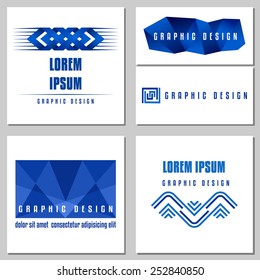 Collection of abstract signs. Set of geometric polygon design elements for logo or corporate identity. Concept for media, music or entertainment industry. Vector file is EPS8.