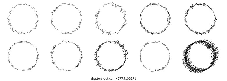 Collection of Abstract Sketched Round Border Elements