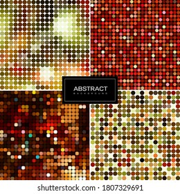 Collection of abstract sparkling mosaic backgrounds. Shiny, glowing wallpapers. Golden shiny mosaic in disco ball style.