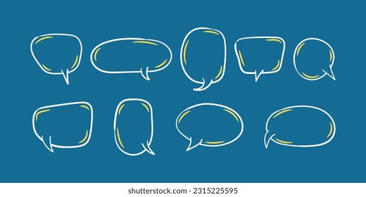 Collection of abstract speech bubble comic style. Round circular blank chat cloud doodle vector illustration