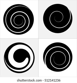 Collection of abstract spiral vector elements. Isolated