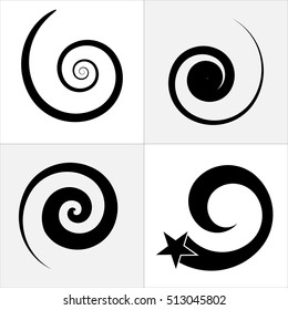 Collection of abstract spiral vector elements. Isolated