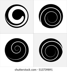 Collection of abstract spiral vector elements. Isolated