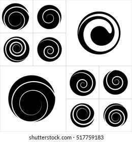 Collection of abstract spiral vector elements. Isolated