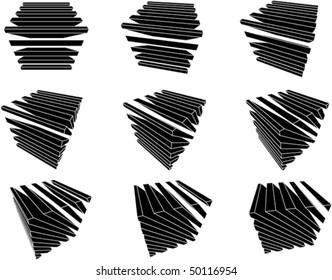 collection of abstract split cubes