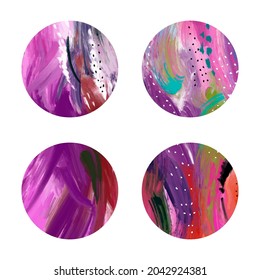 Colección de puntos abstractos. Conjunto de hermosos manchas de color sobre fondo blanco. Perfecto para invitaciones de boda, tarjetas de felicitación, citas, blogs, afiches y bricolaje. Ilustración del vector