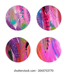 Colección de puntos abstractos. Conjunto de hermosos manchas de color sobre fondo blanco. Perfecto para invitaciones de boda, tarjetas de felicitación, citas, blogs, afiches y bricolaje. Ilustración del vector