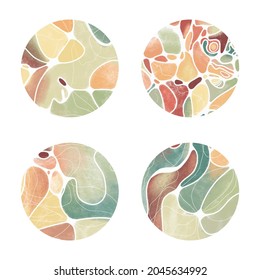 Colección de puntos abstractos. Conjunto de hermosos manchas de color sobre fondo blanco. Perfecto para invitaciones de boda, tarjetas de felicitación, citas, blogs, afiches y bricolaje. Ilustración del vector