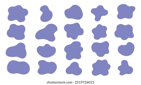 Coleção de pontos abstratos de diferentes formas isolados em um fundo branco. Ilustração vetorial. Formas orgânicas líquidas 