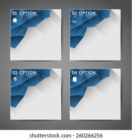 collection of abstract square banners with option steps, icons
