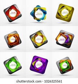 Collection of abstract square shape backgrounds. Vector geometric minimal templates, banner or message presentation designs