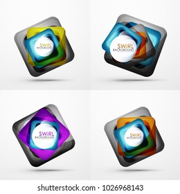 Collection of abstract square shape backgrounds. Vector geometric minimal templates, banner or message presentation designs