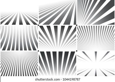 Collection of abstract striped backgrounds.  Black and white patterns.