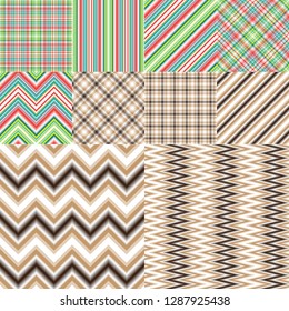 Collection abstract striped seamless patterns with colorful strips, vector eps 10