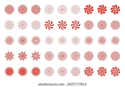 Collection of abstract sun red rays. Set of summer vector sunray illustration for ornament design