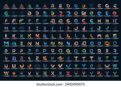 Collection of Abstract symbol monogram initial letter a to z logo design inspiration.