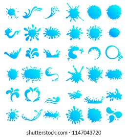 collection with abstract symbols of blue water splash