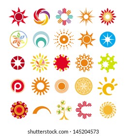collection of abstract symbols of the sun