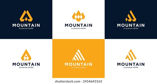 Una colección de logos abstractos de triángulos que simbolizan montañas.