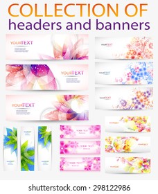 Collection of abstract vector eps10 headers and banners with with floral elements and place for your text
