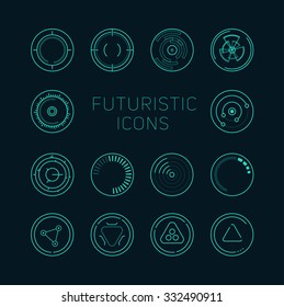 Collection of abstract vector futuristic icons. Use it as indicator elements in your design.