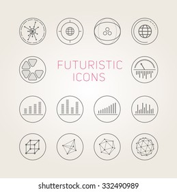 Collection of abstract vector futuristic icons. Use it as indicator elements in your design.