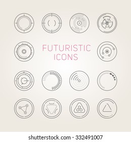 Collection of abstract vector futuristic icons. Use it as indicator elements in your design.