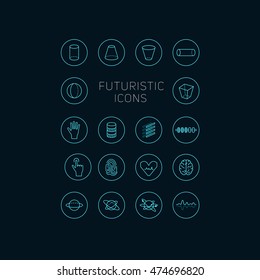 Collection of abstract vector futuristic icons. Use it as indicator elements in your design.