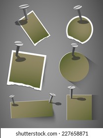collection of abstract vector paper tags, signs with screws, design element