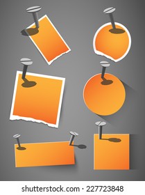 collection of abstract vector paper tags, signs with screws, design element