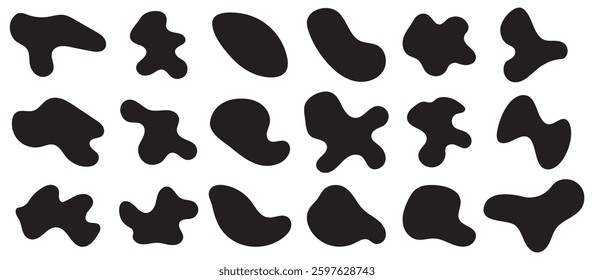 Collection of abstract vector stains for your design.Collection of abstract vector stains for your design.  Doodle drops of circle. Organic amoeba blob shape abstract black color with line vector 