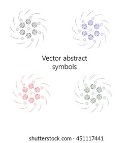Collection of abstract vector symbols. Red, blue, yellow, black emblems. Perfect logotype. Stock vector illustration.
