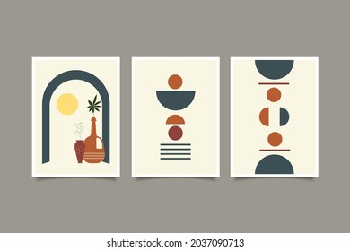 collection abstract wall art decoration boho contemporary design, vector illustration eps 10