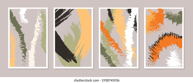 Sammlung abstrakter Wandkunst Vektor. Abstrakter Pinselstrich Pinselstrich Art Design für Druck, Deckel, Tapeten