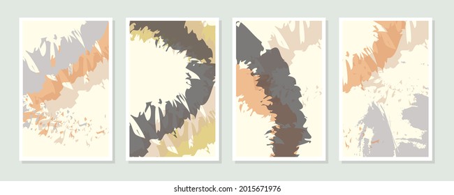 Collection of Abstract wall art vector. Abstract Paint color brushstroke Art design for print, cover, wallpaper	