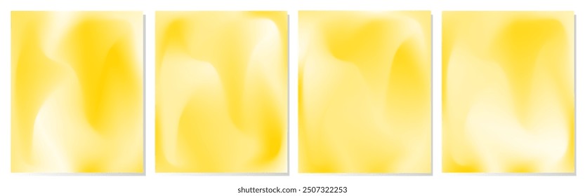 Collection of abstract wave backgrounds. gradient color. The effect combines dark and light yellow. Modern design template for cover, advertising banner, poster, brochure, Vector EPS 10