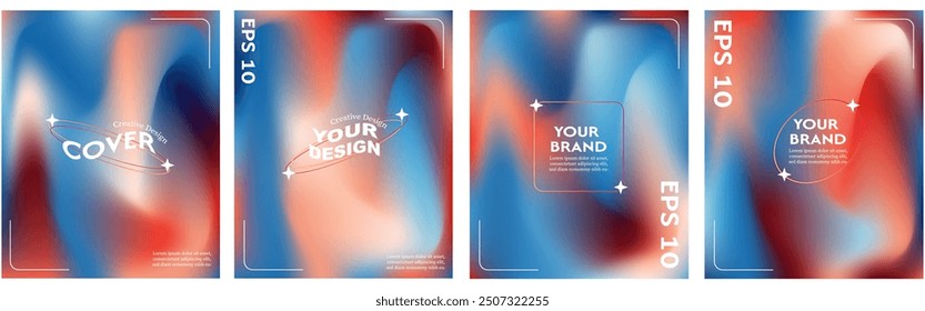 Collection of abstract wave backgrounds. gradient color. The effect of combining dark and light colors. Modern design template for cover, advertising banner, poster, brochure, Vector EPS 10